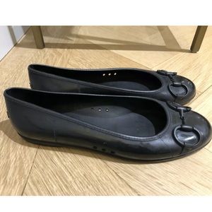 Gucci Horsebit Accent Rubber Ballet Flats Black Size 36
